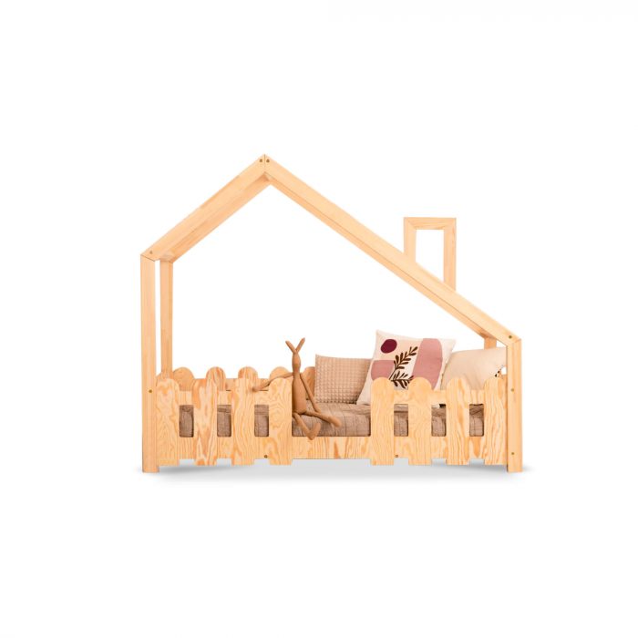 Lit cabane Gaspard avec barrière - Entrée au milieu